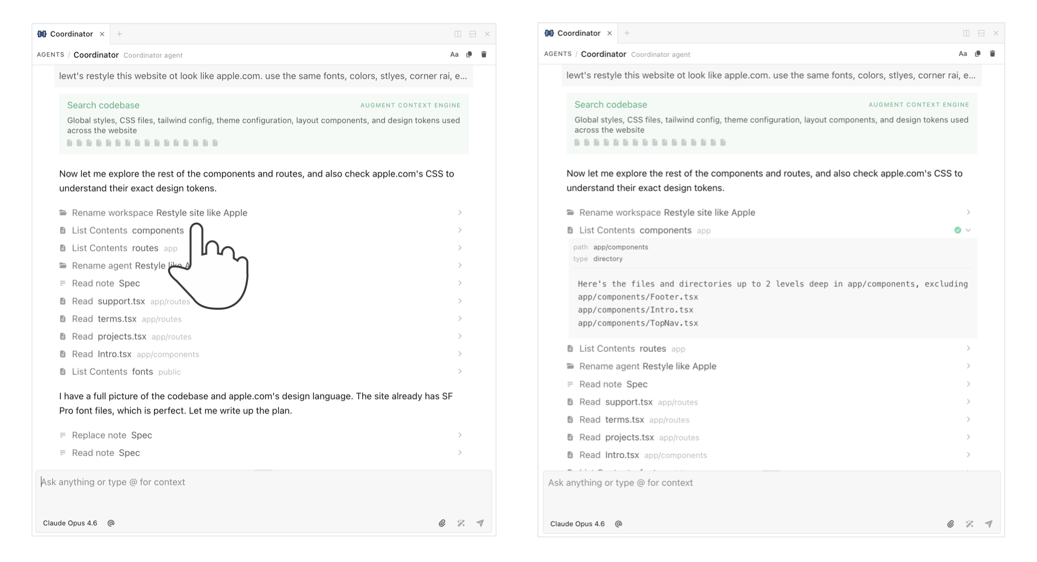 Agentic tool call designs in Intent