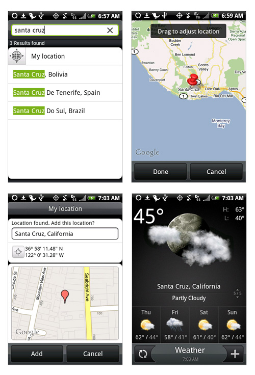 weather on htc hero