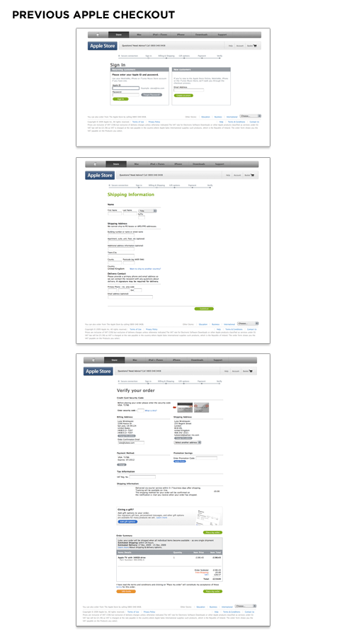 Apple's previous checkout process