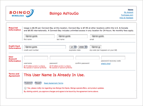 boingo form