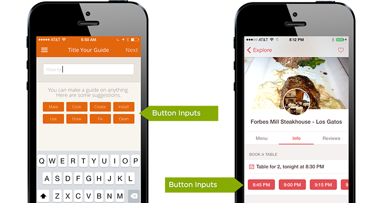 button inputs in mobile forms