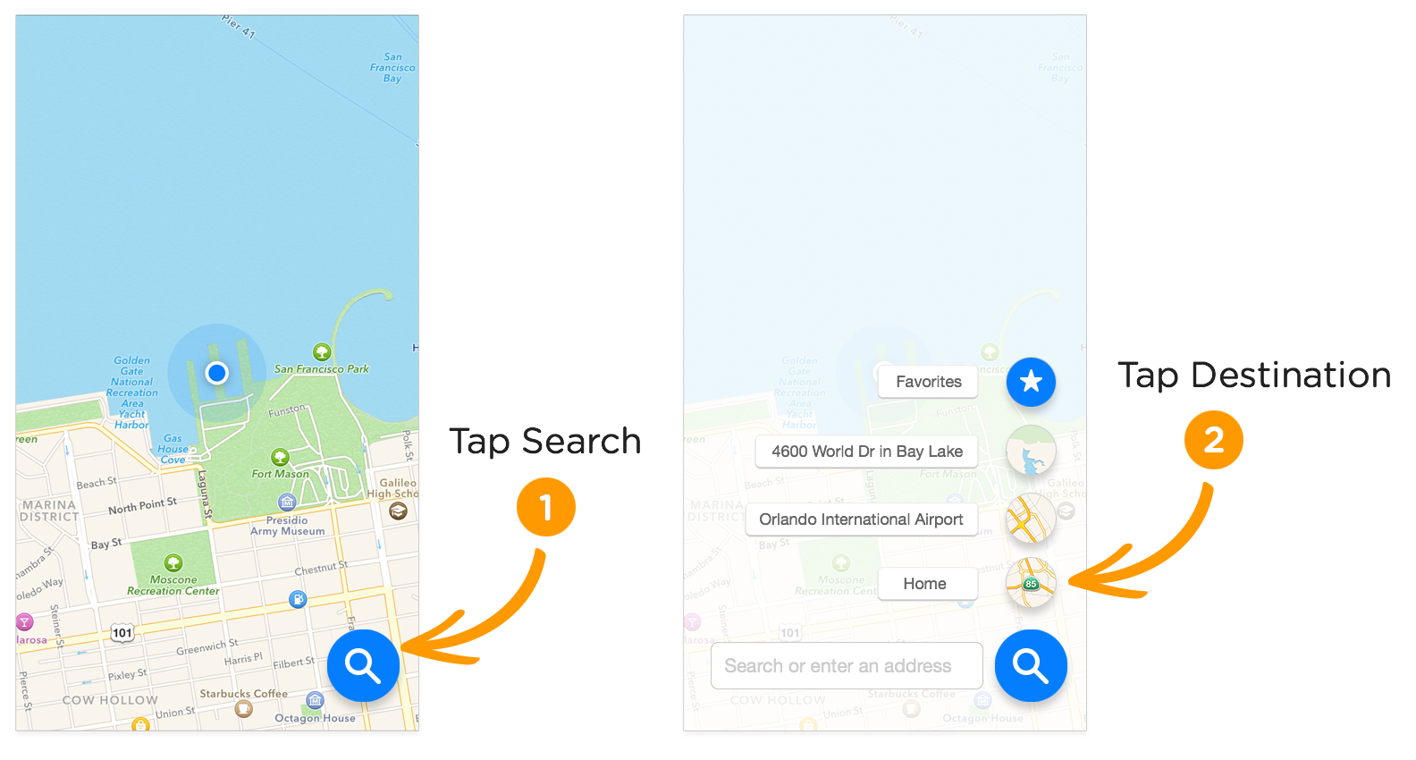 floating action button in apple maps