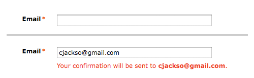 email display in web form