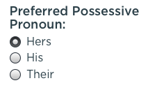 Possessive Pronoun Selection