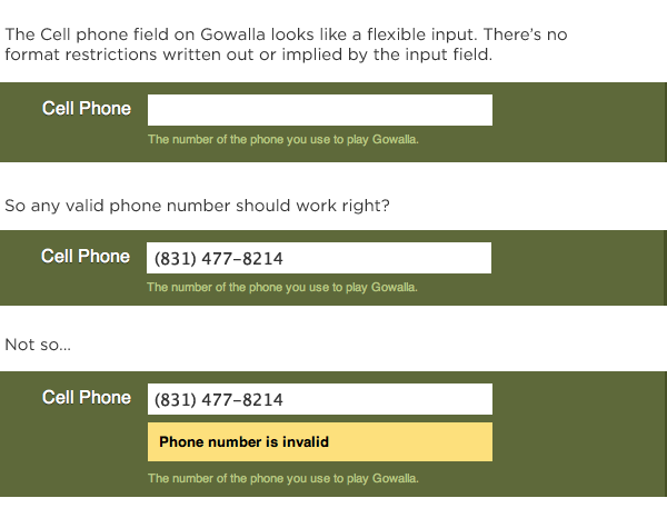 unflexible inputs on gowalla