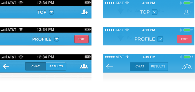 Polar before & after iOS7 redesign: headers