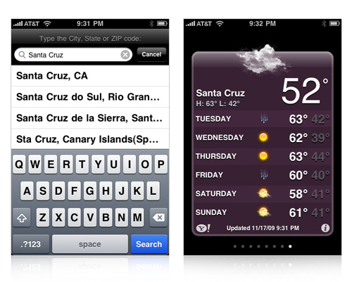 weather on iphone