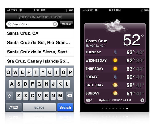 iphone move weather up