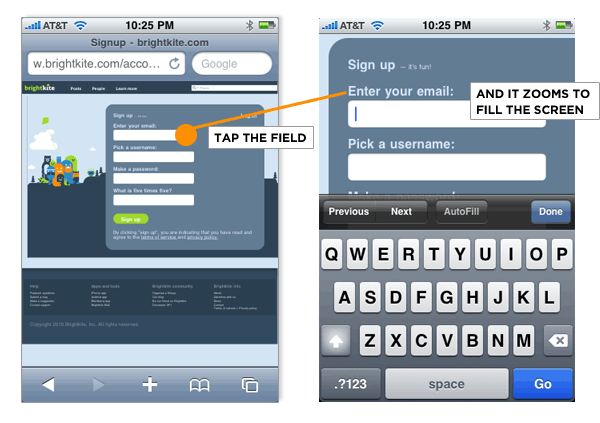 field zoom on mobile forms