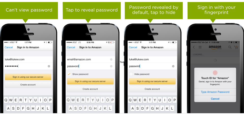 LukeW  Showing Passwords on Log-In Screens