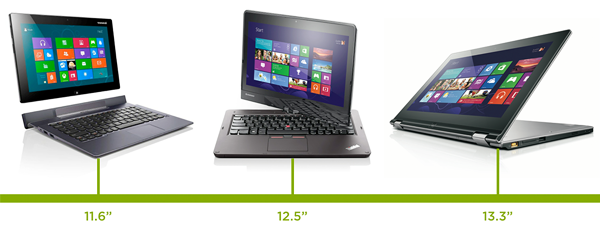 convertible tablet/laptop devices ranging from 11.6 to 13.3 inches